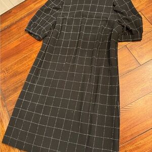 LOFT Black and White Grid short sleeve DRESS- NWT!